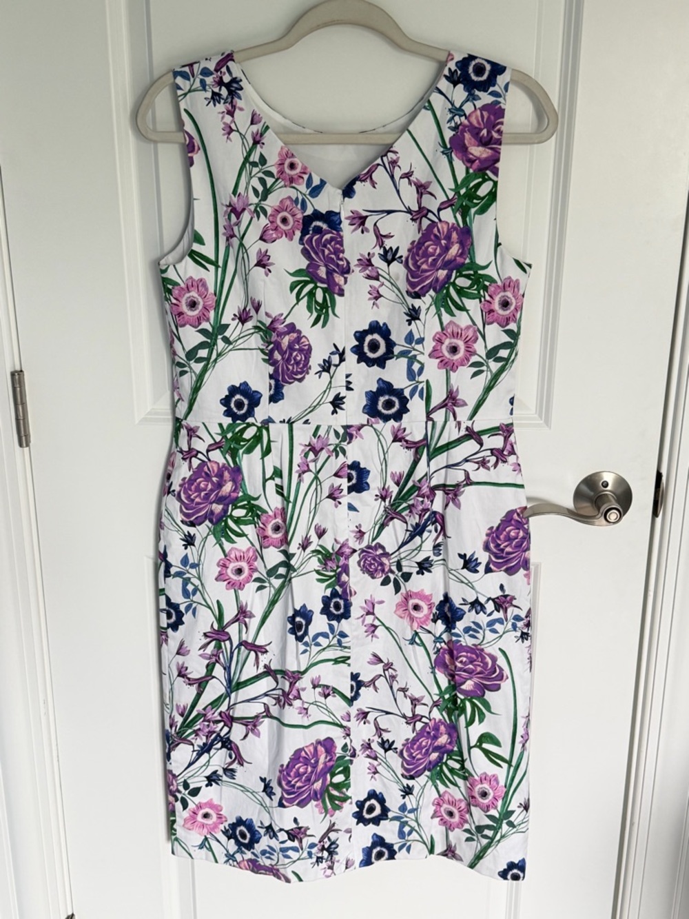 New! Talbots White Sateen Botanical Gardens Sheath Dress Size 8 54929 - Picture 7 of 13